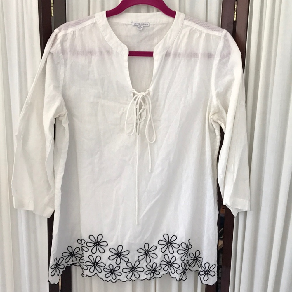 Larsen Gray embroidery tunic top